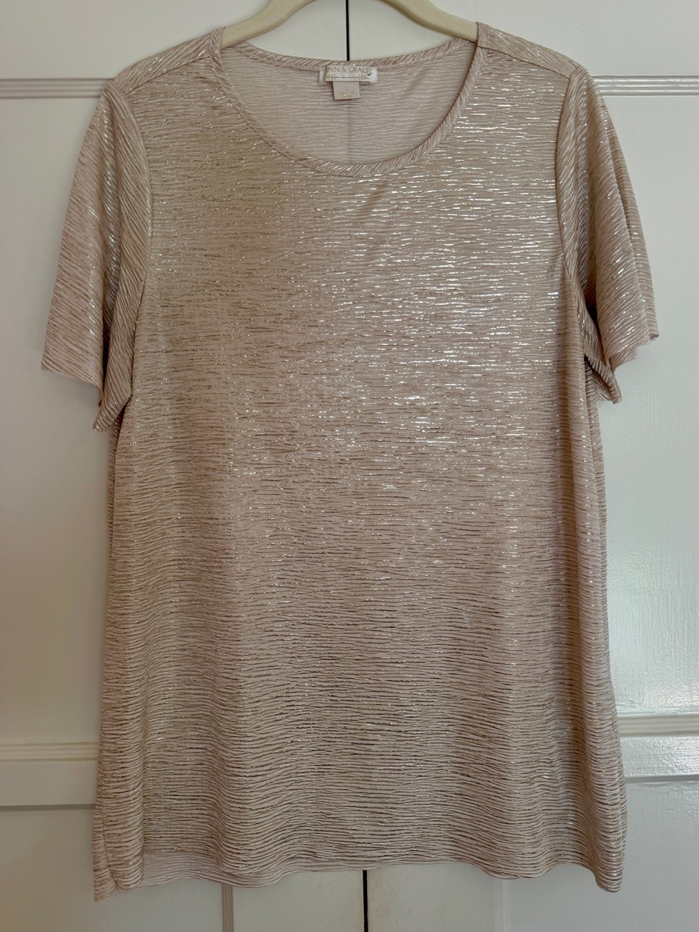 Light Gold Shimmer Short-Sleeve Women's Top